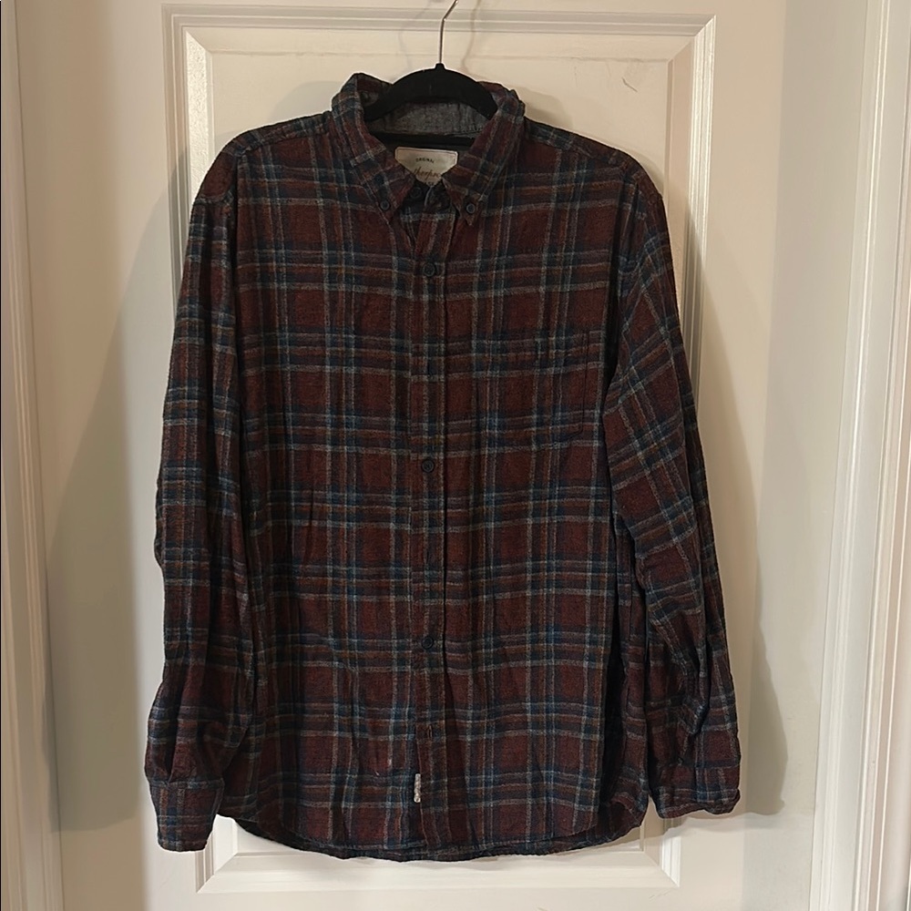Weatherproof Men's Plaid Shirt - Maroon and Blue